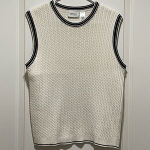 LIZGOLF 100% Cotton Women XL Cream Sleeveless VNeck Golf Sleeveless Sweater Vest